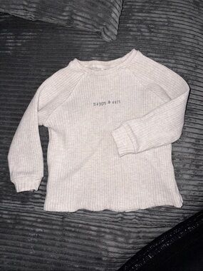 Zara Ribbed Baby Top — grey with 'happy & soft' Print